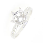 Sterling Silver Semi Mount Ring Setting Round Rd 8X8mm Engagement White Topaz L7 - Syzjewelry